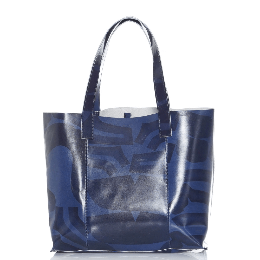 Дамска чанта от естествена италианска кожа модел ESTER blue mix